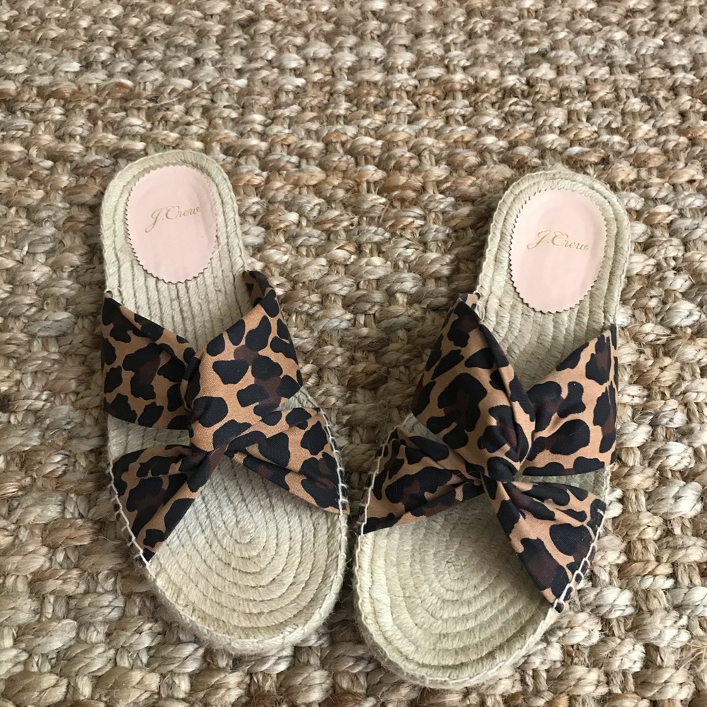 J Crew Leopard Print Twist Knot Espadrille Flat